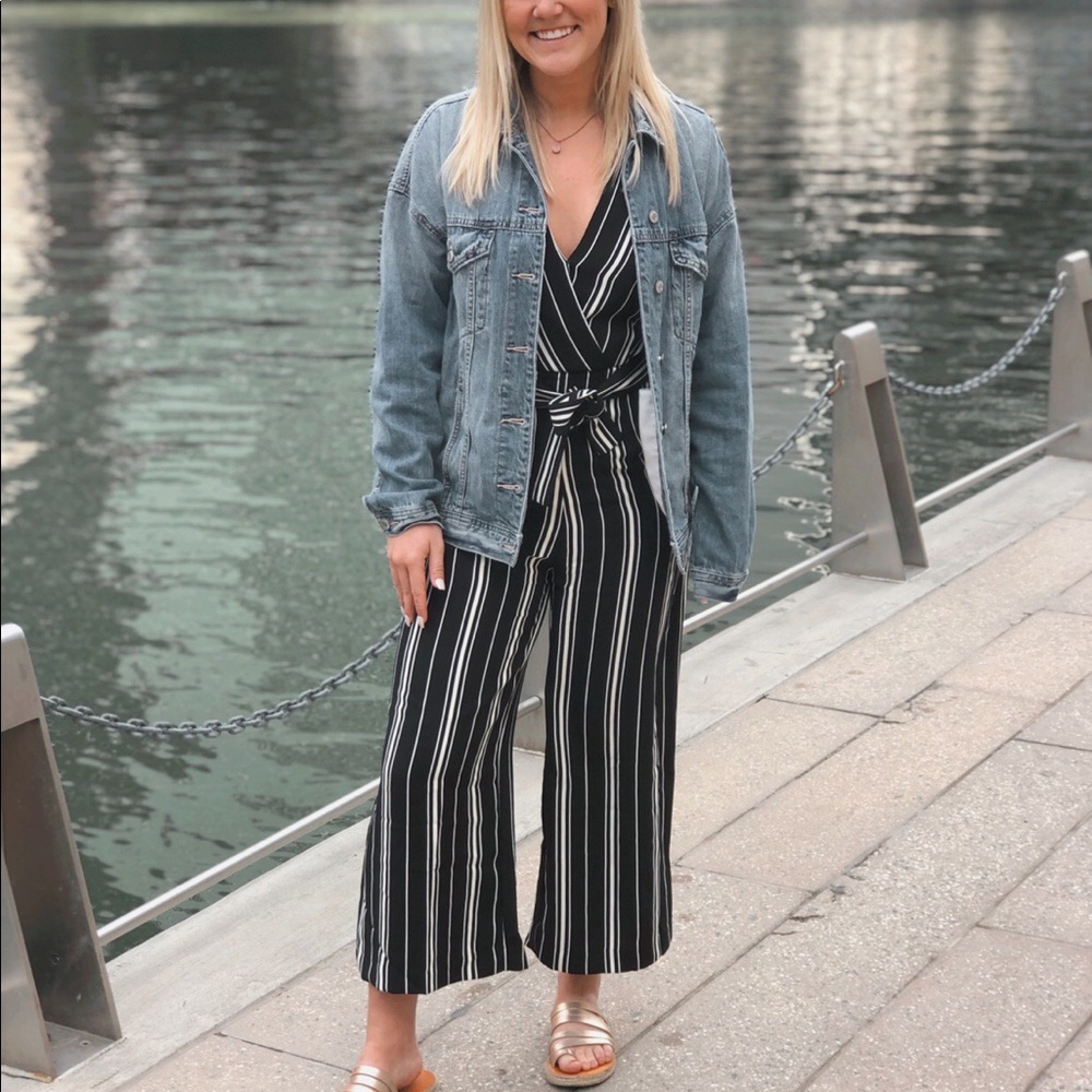 Black and white stripped jumpsuit, worn once